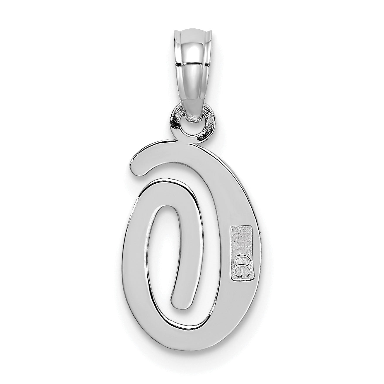 10K White Gold 10K Polished O Script Initial Charm