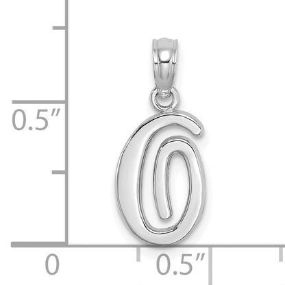 10K White Gold 10K Polished O Script Initial Charm