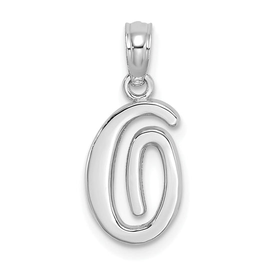 10K White Gold 10K Polished O Script Initial Charm