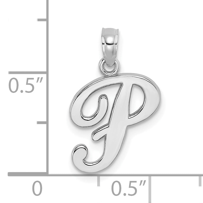 10K White Gold 10K Polished P Script Initial Charm