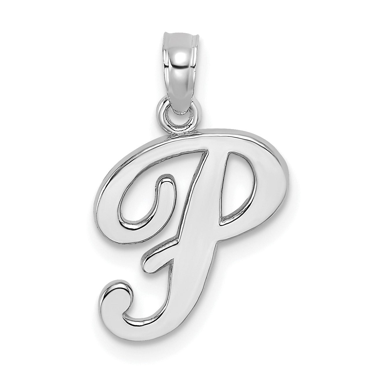 10K White Gold 10K Polished P Script Initial Charm