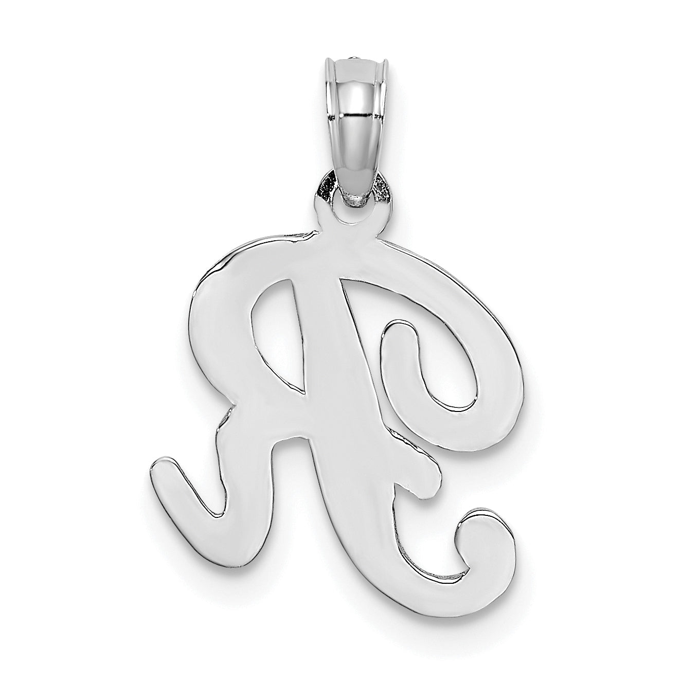 10K White Gold 10K Polished R Script Initial Charm