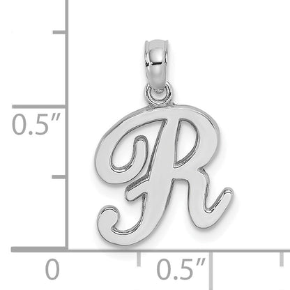10K White Gold 10K Polished R Script Initial Charm