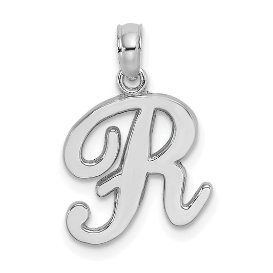 10K White Gold 10K Polished R Script Initial Charm