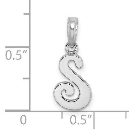 10K White Gold 10K Polished S Script Initial Charm