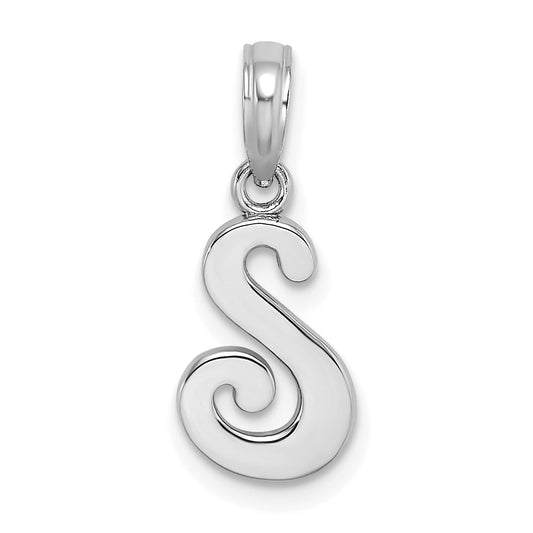 10K White Gold 10K Polished S Script Initial Charm