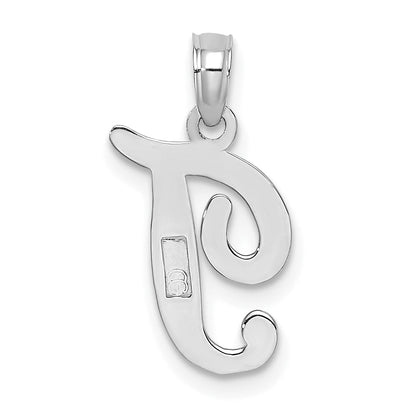 10K White Gold 10K Polished T Script Initial Charm