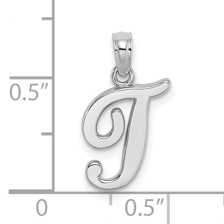 10K White Gold 10K Polished T Script Initial Charm
