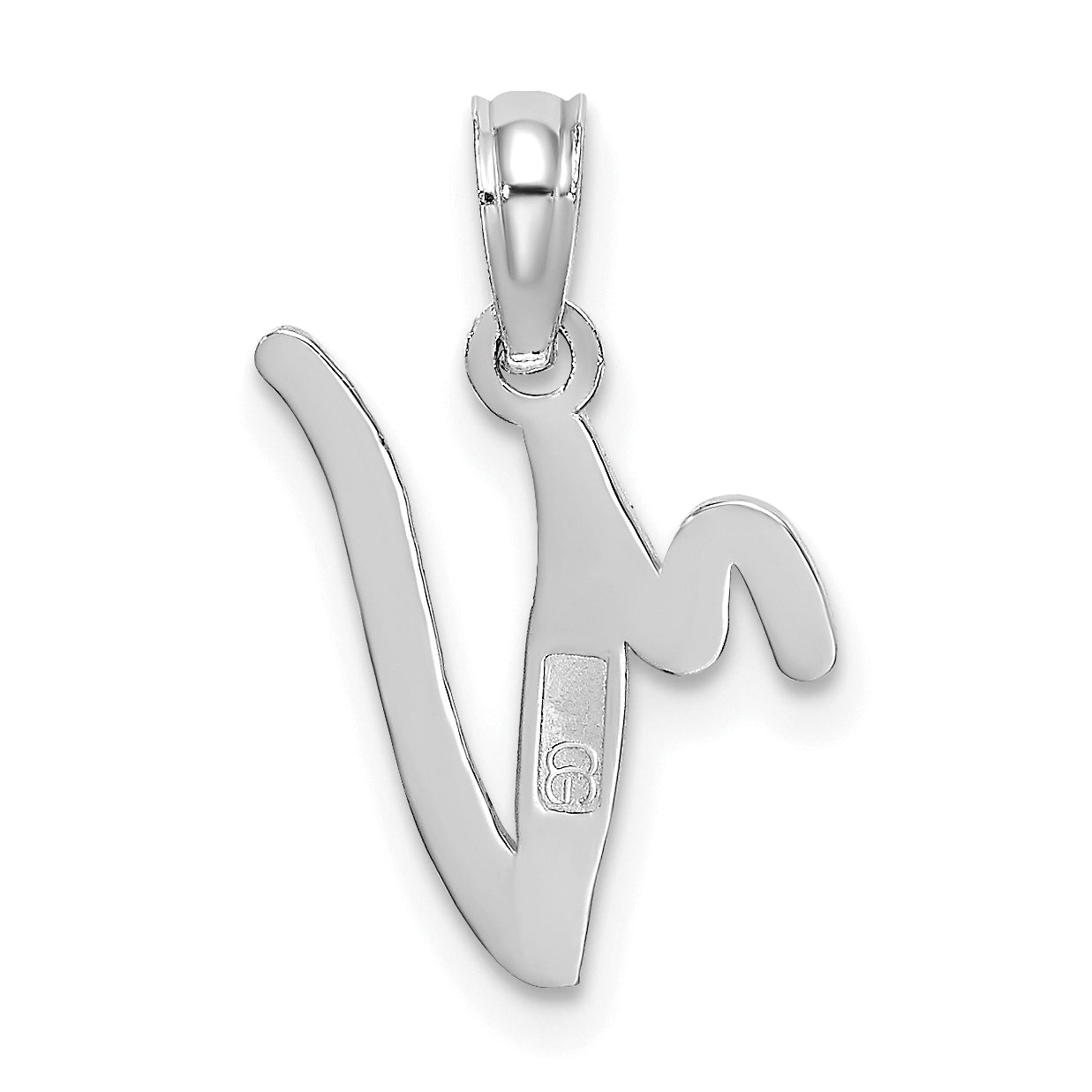 10K White Gold 10K Polished V Script Initial Charm