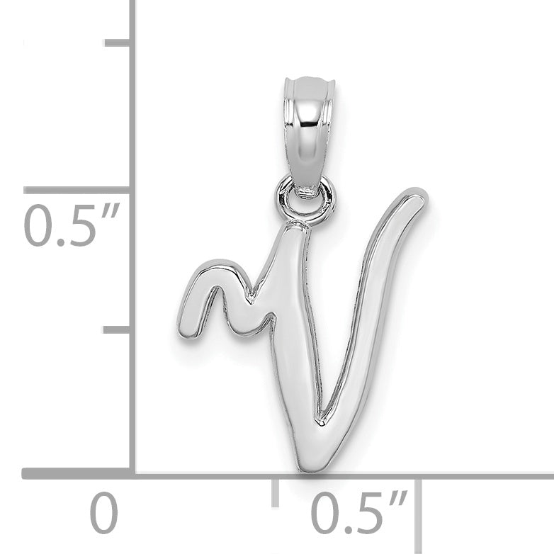 10K White Gold 10K Polished V Script Initial Charm
