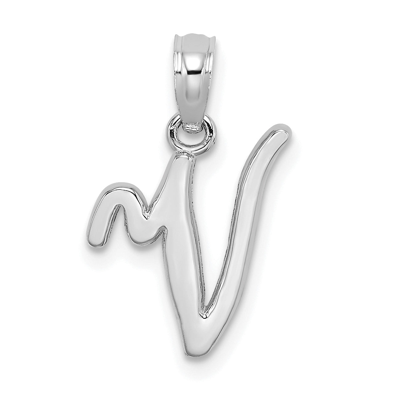 10K White Gold 10K Polished V Script Initial Charm