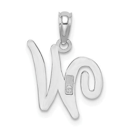10K White Gold 10K Polished W Script Initial Charm