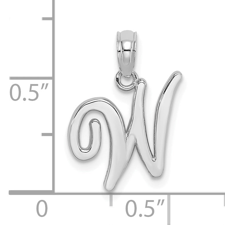 10K White Gold 10K Polished W Script Initial Charm