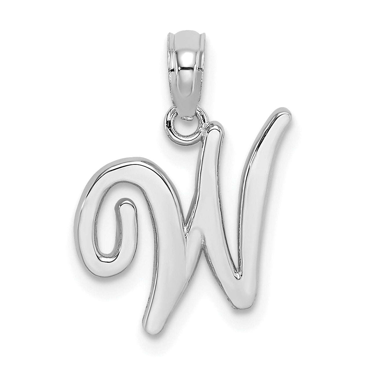 10K White Gold 10K Polished W Script Initial Charm