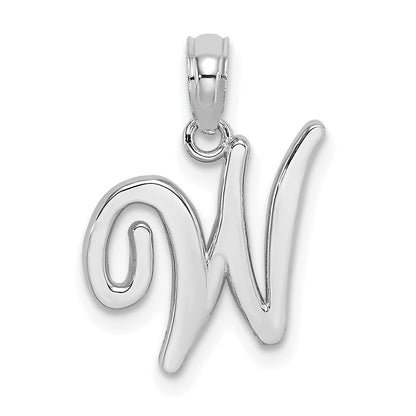 10K White Gold 10K Polished W Script Initial Charm