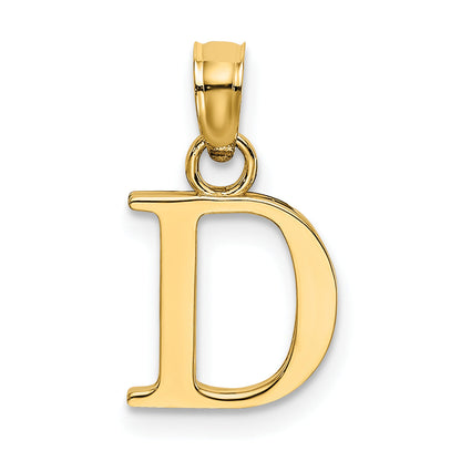 10K Yellow Gold 10K Polished D Block Initial Charm