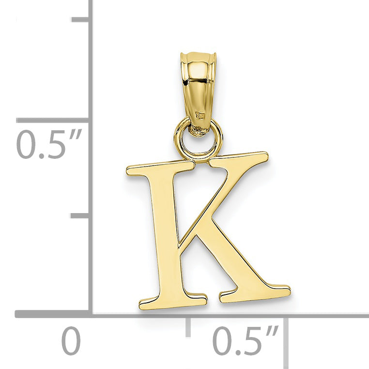 10K Yellow Gold 10K Polished K Block Initial Charm