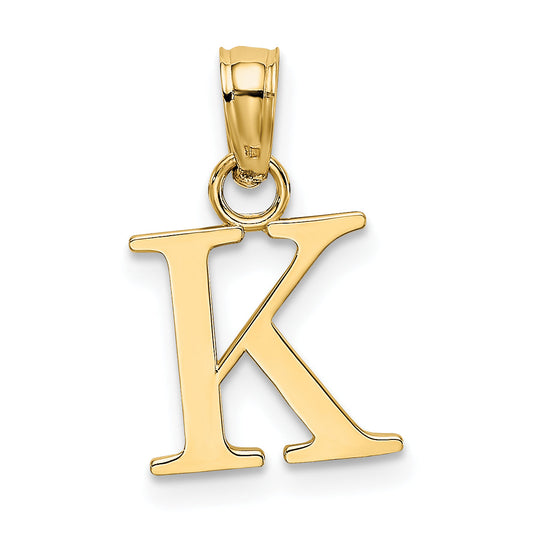 10K Yellow Gold 10K Polished K Block Initial Charm
