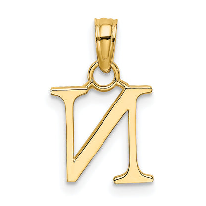 10K Yellow Gold 10K Polished N Block Initial Charm