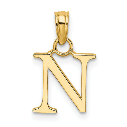10K Yellow Gold 10K Polished N Block Initial Charm