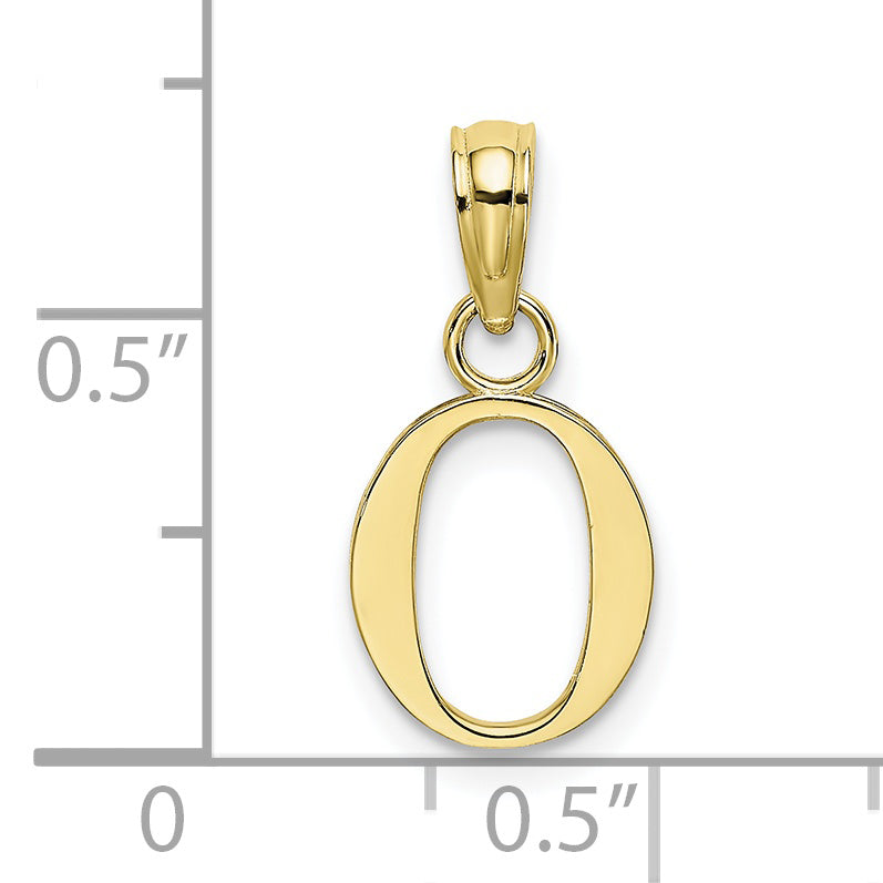 10K Yellow Gold 10K Polished O Block Initial Charm