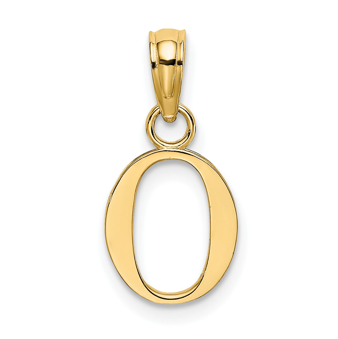 10K Yellow Gold 10K Polished O Block Initial Charm