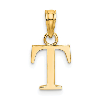 10K Yellow Gold 10K Polished T Block Initial Charm