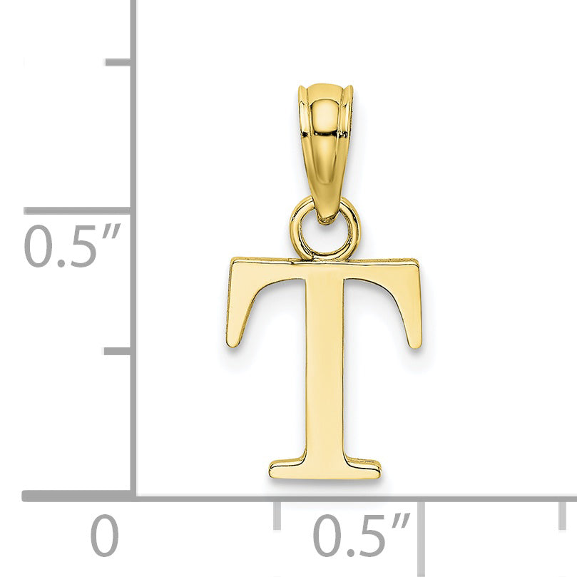 10K Yellow Gold 10K Polished T Block Initial Charm