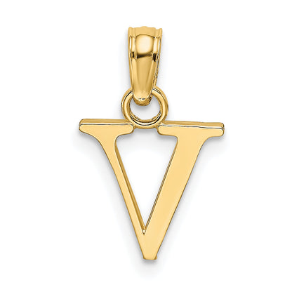 10K Yellow Gold 10K Polished V Block Initial Charm