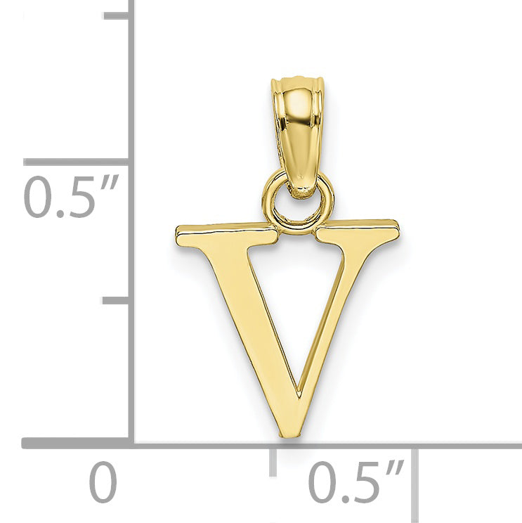 10K Yellow Gold 10K Polished V Block Initial Charm