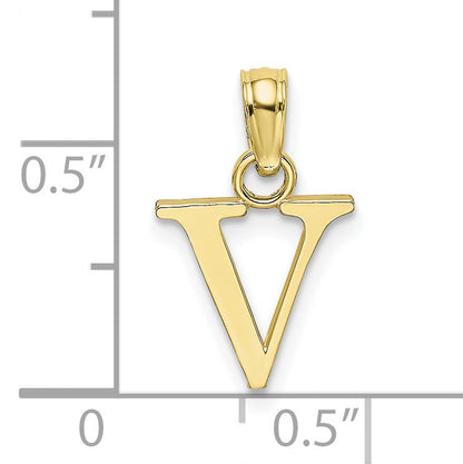 10K Yellow Gold 10K Polished V Block Initial Charm