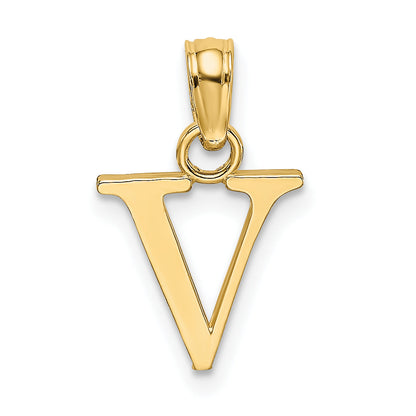 10K Yellow Gold 10K Polished V Block Initial Charm