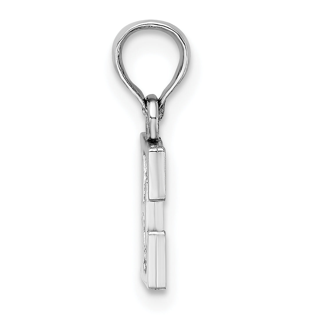 10K White Gold 10K Polished E Block Initial Charm