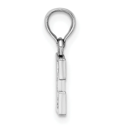 10K White Gold 10K Polished E Block Initial Charm