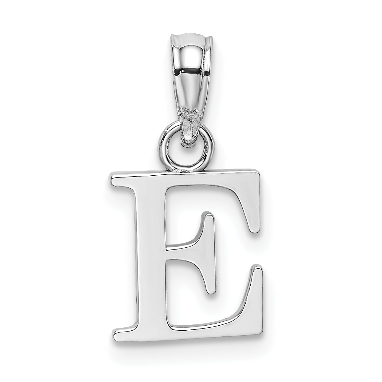 10K White Gold 10K Polished E Block Initial Charm
