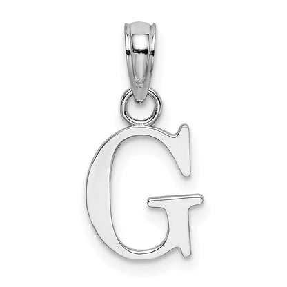 10K White Gold 10K Polished G Block Initial Charm