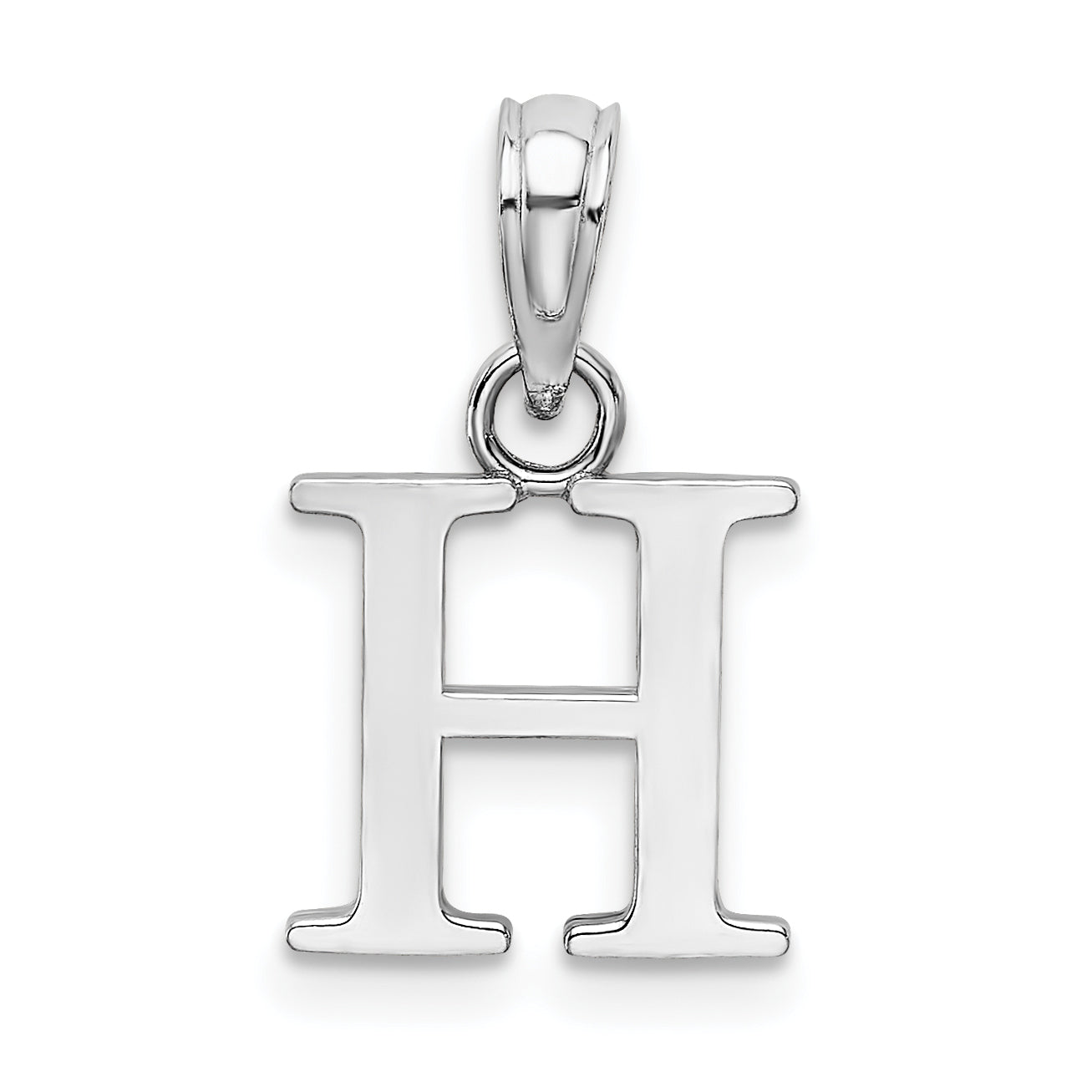 10K White Gold 10K Polished H Block Initial Charm