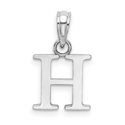 10K White Gold 10K Polished H Block Initial Charm