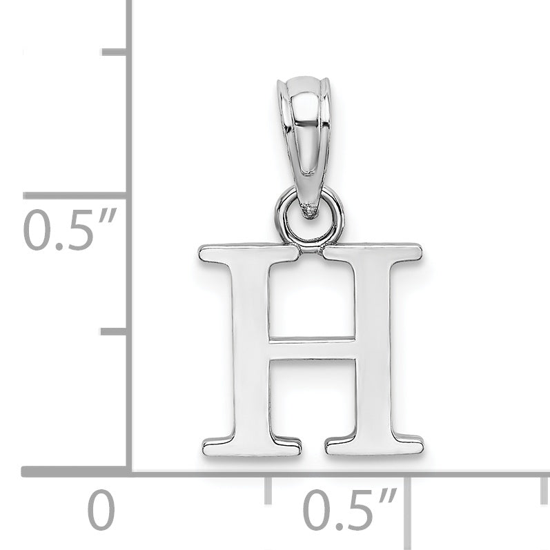 10K White Gold 10K Polished H Block Initial Charm