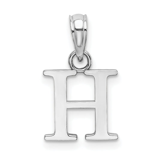 10K White Gold 10K Polished H Block Initial Charm