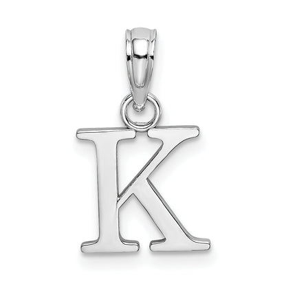 10K White Gold 10K Polished K Block Initial Charm
