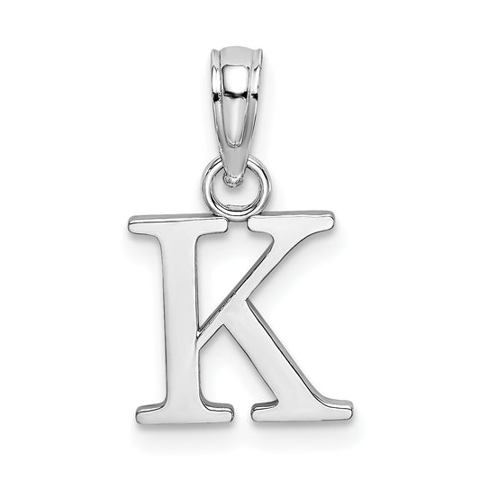 10K White Gold 10K Polished K Block Initial Charm