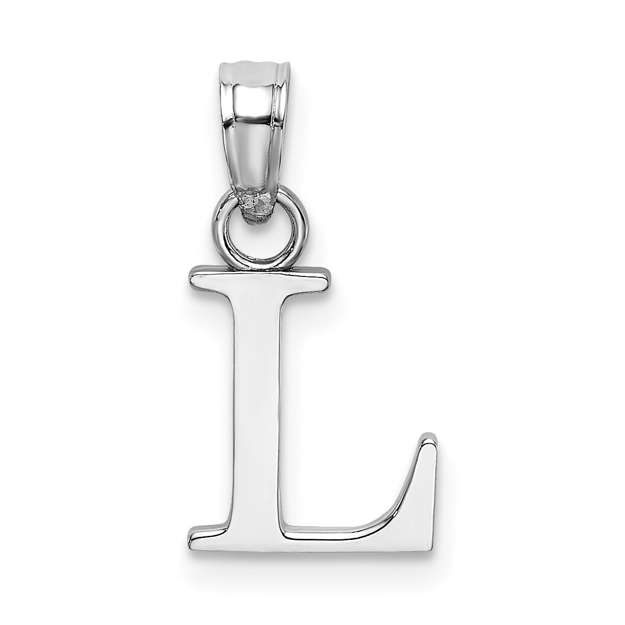 10K White Gold 10K Polished L Block Initial Charm