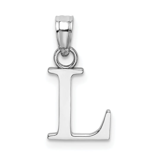 10K White Gold 10K Polished L Block Initial Charm