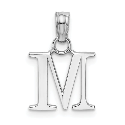 10K White Gold 10K Polished M Block Initial Charm
