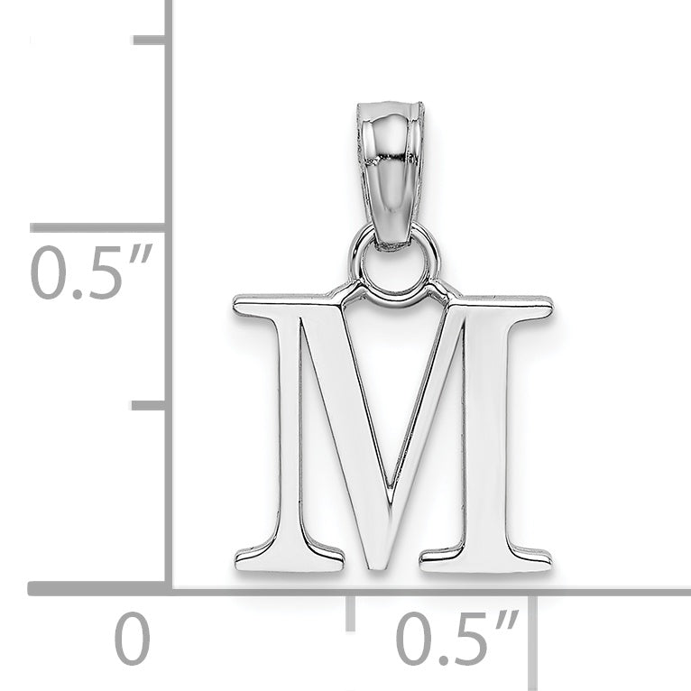 10K White Gold 10K Polished M Block Initial Charm