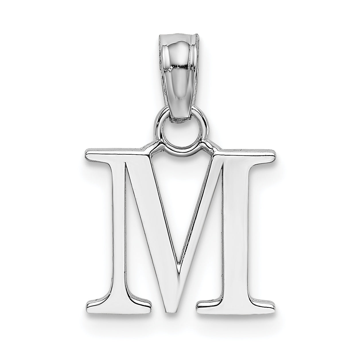 10K White Gold 10K Polished M Block Initial Charm