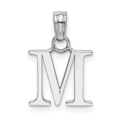 10K White Gold 10K Polished M Block Initial Charm
