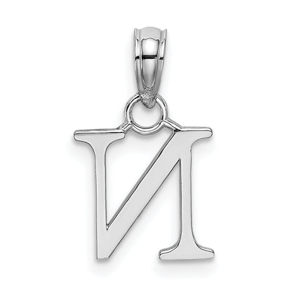 10K White Gold 10K Polished N Block Initial Charm