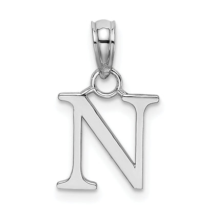 10K White Gold 10K Polished N Block Initial Charm